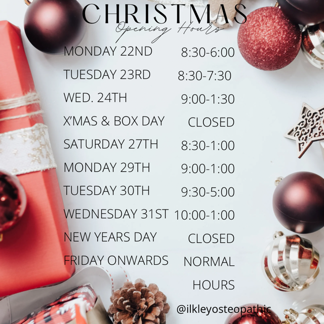 Christmas Opening Hours 2025